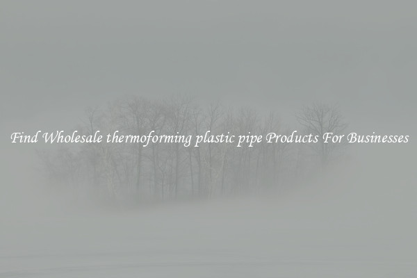 Find Wholesale thermoforming plastic pipe Products For Businesses
