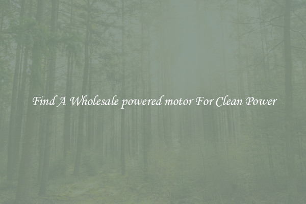 Find A Wholesale powered motor For Clean Power