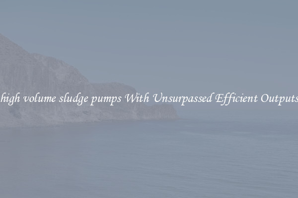 high volume sludge pumps With Unsurpassed Efficient Outputs